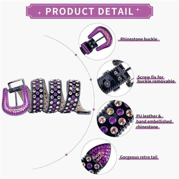 TINIDI Luxury Strap Men Women Rhinestones Belt Western Bling Bling Crystal main image 5